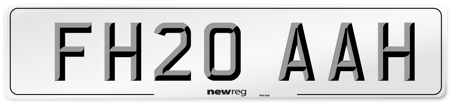 FH20 AAH Number Plate from New Reg